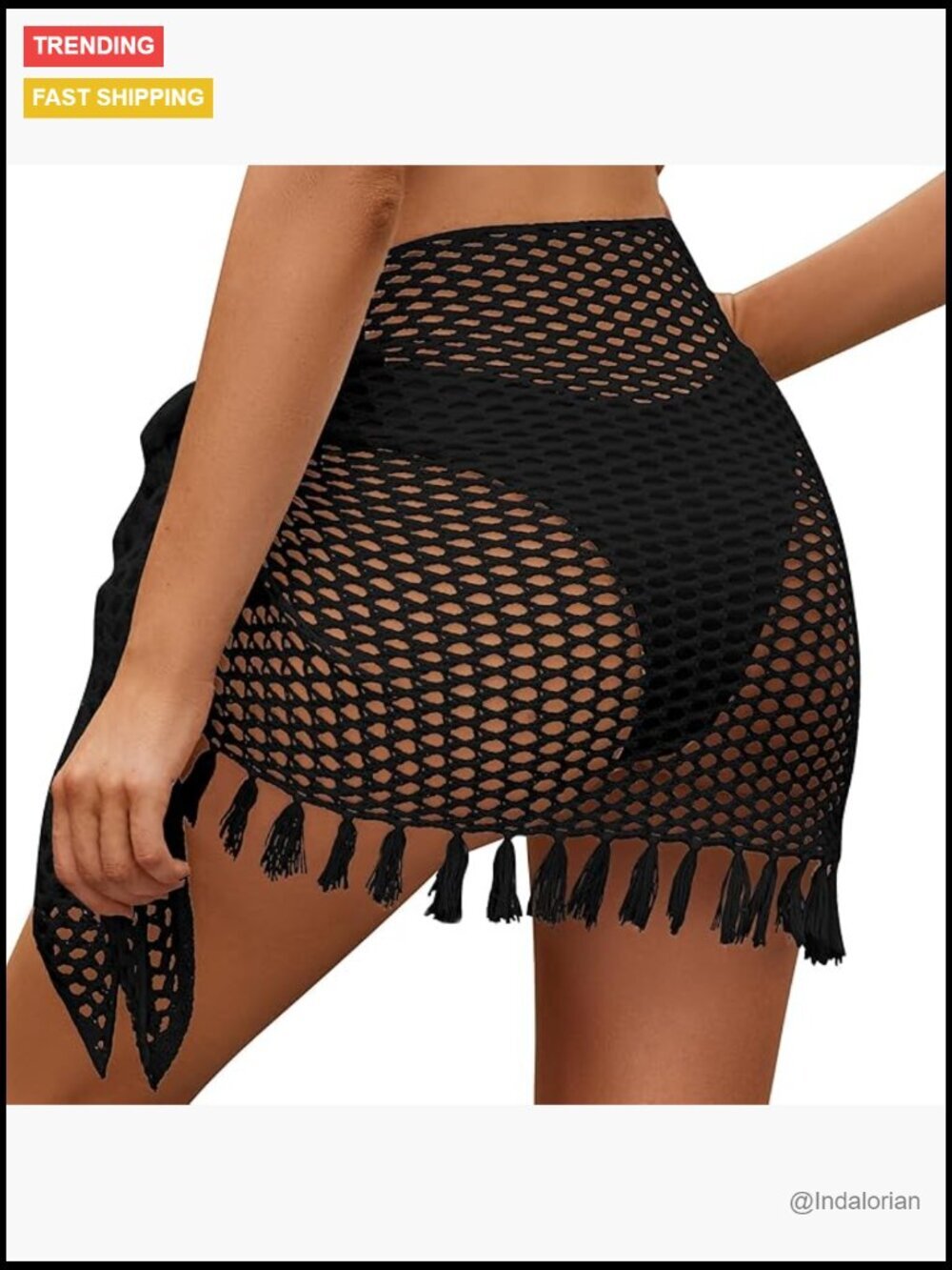 Crochet Beach Skirt Swimsuit Cover Up High Waist Sheer Knit Skirt